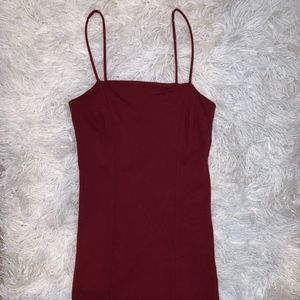 wine colored short dress, cocktail dress with slit